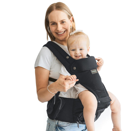 Momcozy Baby Carrier with Hip Seat, 2-in-1 Forward-Facing Carry for Active Babies, Detachable Hands-Free Infant Carrier up to 20kg, All Seasons