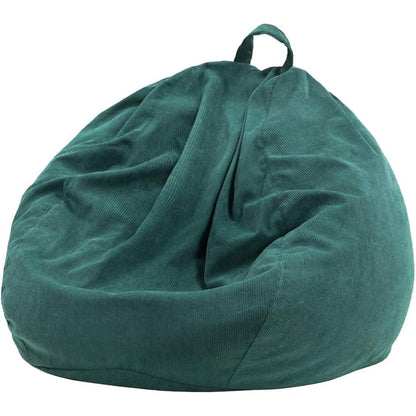 Nobildonna Bean Bag Chair Cover (No Filler) for Kids and Adults. Extra Large 300L Bean Bag Stuffed Animal Storage Washable Soft Premium Corduroy Stuffed Plush Toys Bean Bag Cover (Dark Green)