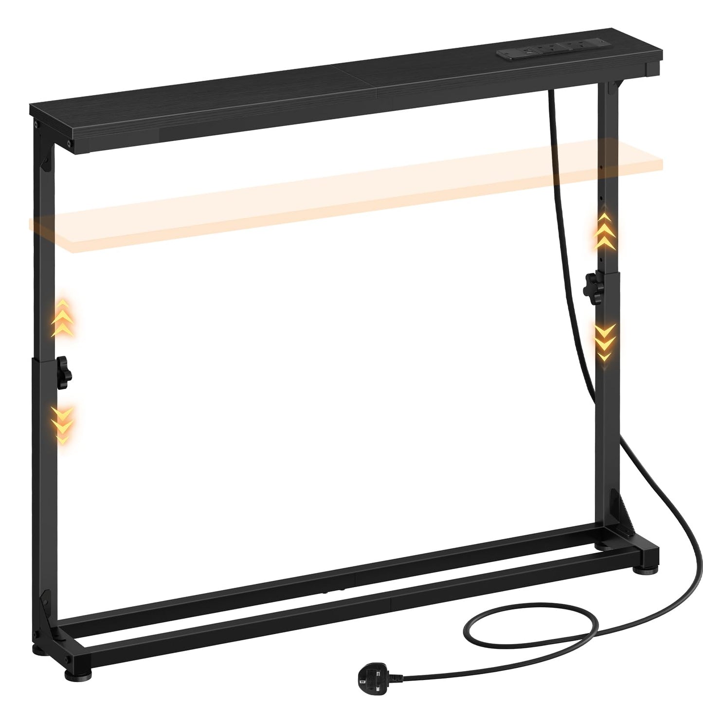 HOOBRO Slim Console Table with Adjustable Height (63.5-83.5 cm), Behind Sofe Table with Charging Station, 100 cm Narrow Console Table for Hallway