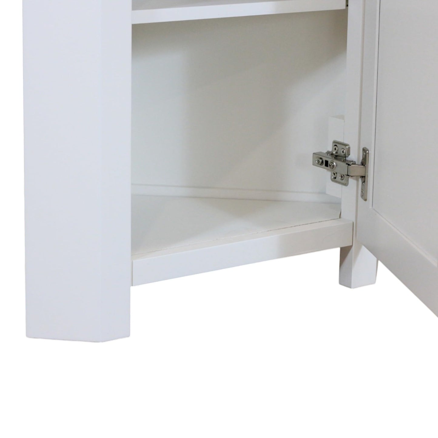 GROF Furniture Chunky Corner Unit, All White Painted Storage Cuboard, Triangle Unit Oak Top fit well in Livingroom, Bathroom & Hallway