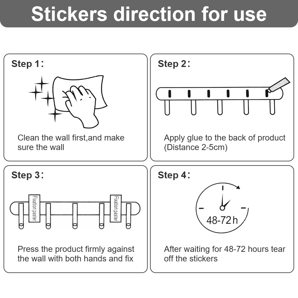 flintronic Wall Mounted Floating Rack with 5 Hooks, Foldable Metal Wall Hook, Space Aluminum Material Coat Hook Rack Wall Hanger
