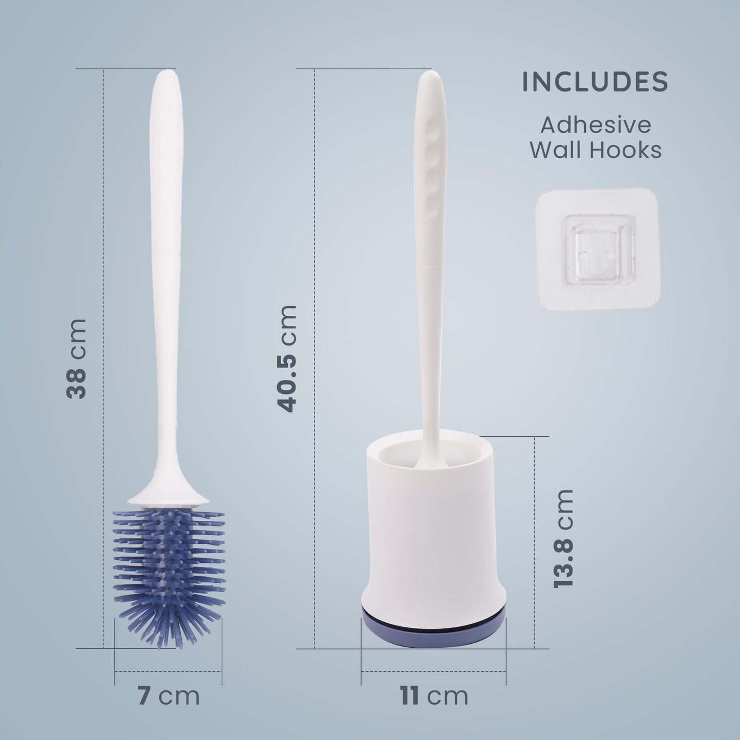 CUQOO Black Toilet Brush | Silicone Head - Plastic Holder Set for Bathroom