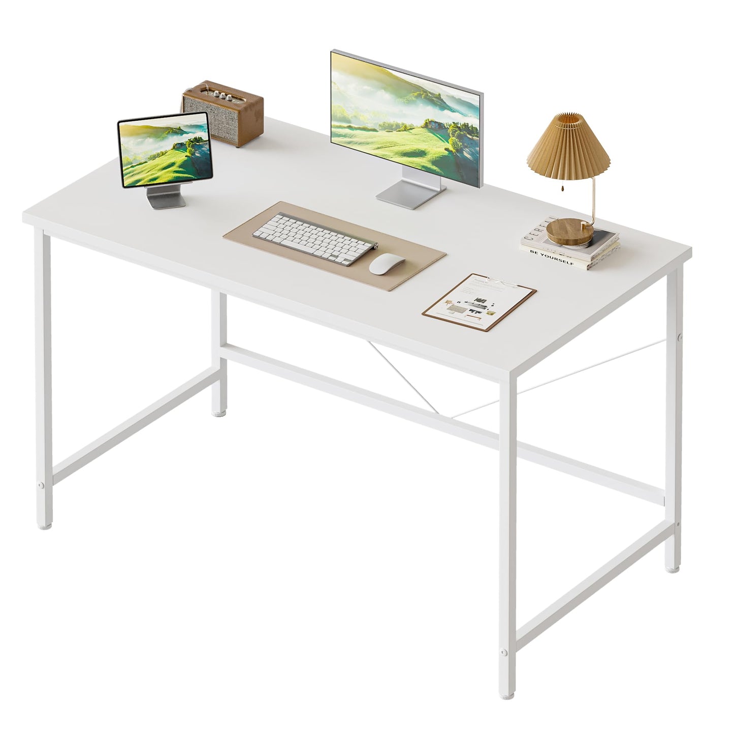 Mericonia Basic Computer Desk, One-piece Desktop, 80x50cm, White