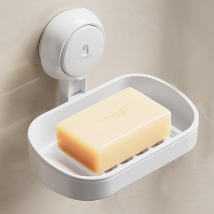 TAILI Suction Soap Dish for Shower, Drill-Free Wall Mounted Holder, White