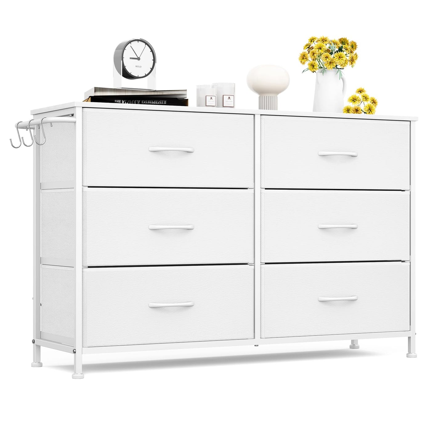 Modern Chest of Drawers 6-Drawer Storage Units Bedroom White(100x30x65cm)