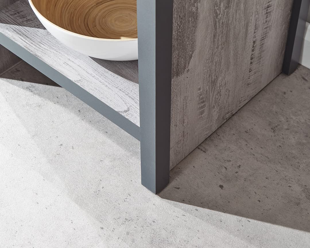 GFW Boston Grey Wood Effect Lamp Table with Shelf, Industrial Side Table, End Table with Storage Shelf, Urban Style Living Room Furniture
