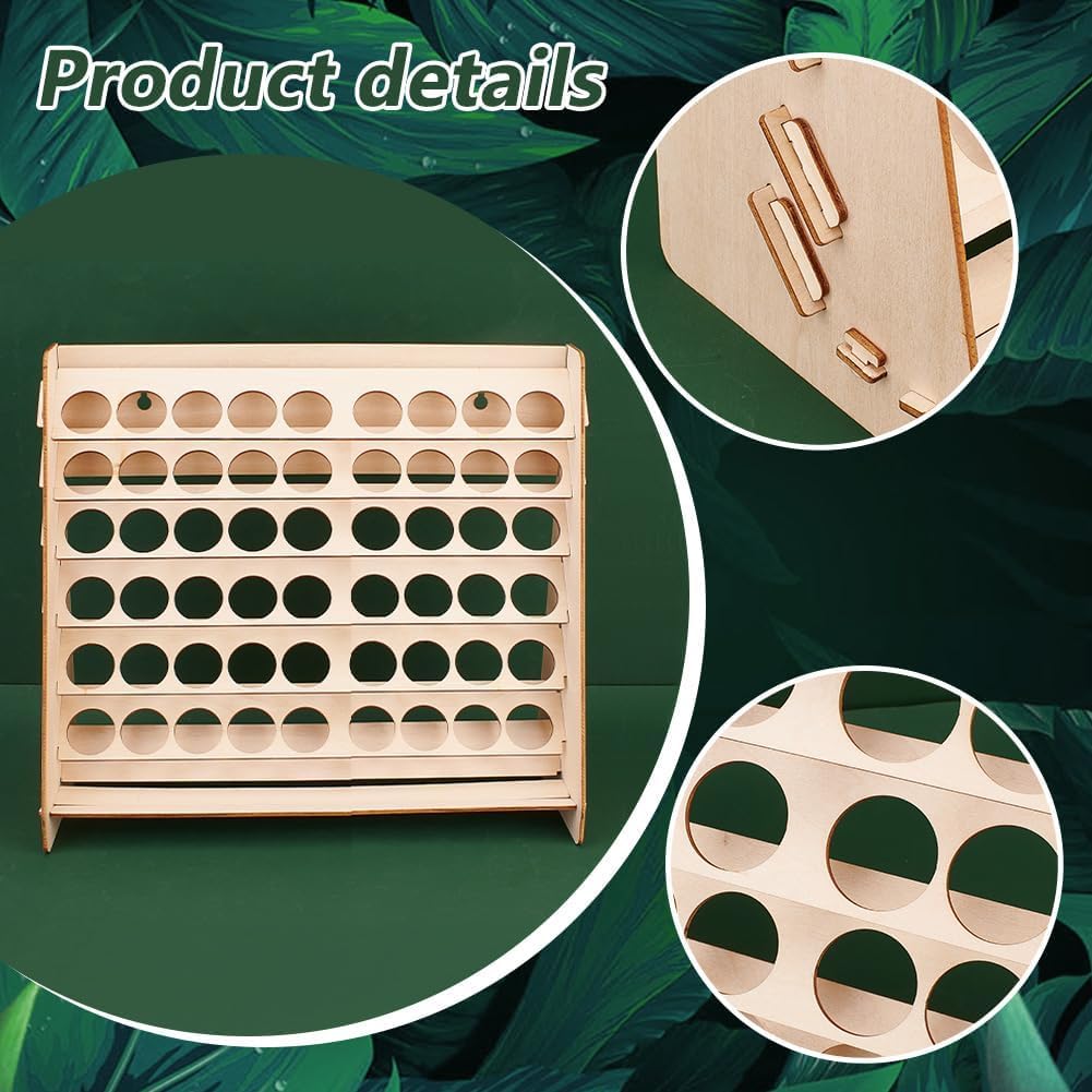 PH PandaHall Wooden Paint Organizer, 54 Holes Paint Rack Stand Craft Painting Storage Pigment Ink Bottle Paints Holder for Art Craft School Supplies