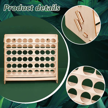 PH PandaHall Wooden Paint Organizer, 54 Holes Paint Rack Stand Craft Painting Storage Pigment Ink Bottle Paints Holder for Art Craft School Supplies