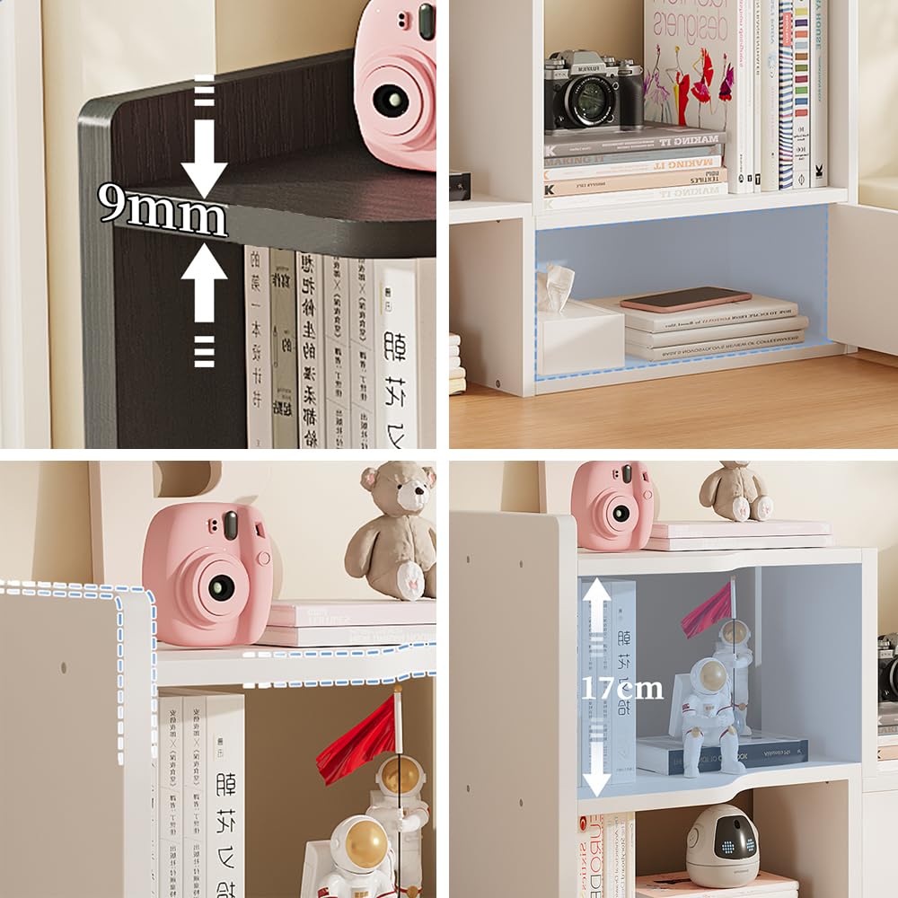 Expandable Desktop Bookshelf, Freestanding Adjustable Office Storage Rack