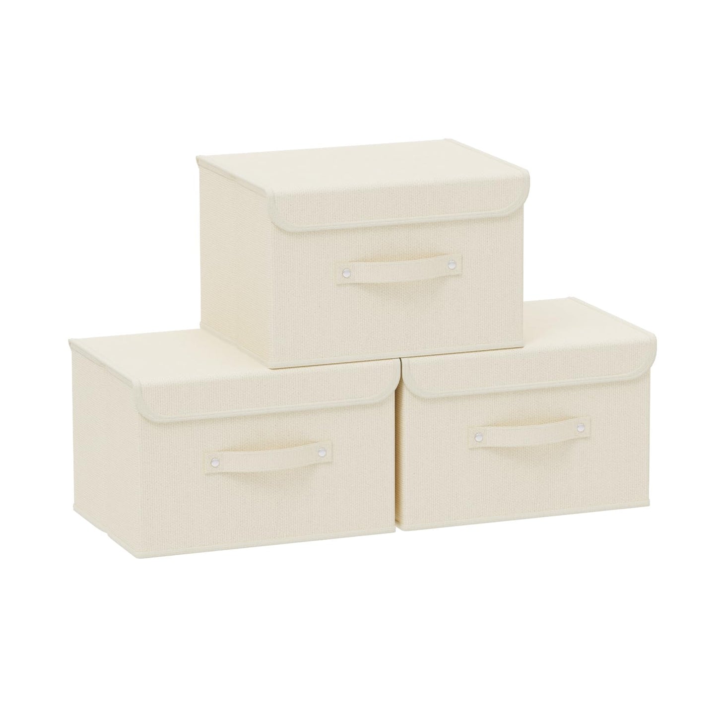 ENUMAIL Cloth Storage Baskets with Handles,Beige 26x20x17cm,3 Pack