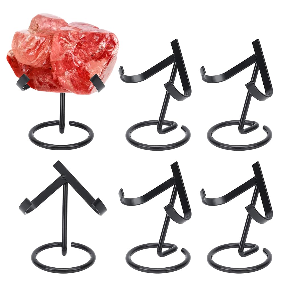 NBEADS 6 Pcs Metal Crystal Ball Holder, Black Iron Crystal Ball Ornament Rack Holder Metal Easel Stands Crystal Ball Stand for Rocks, Geodes