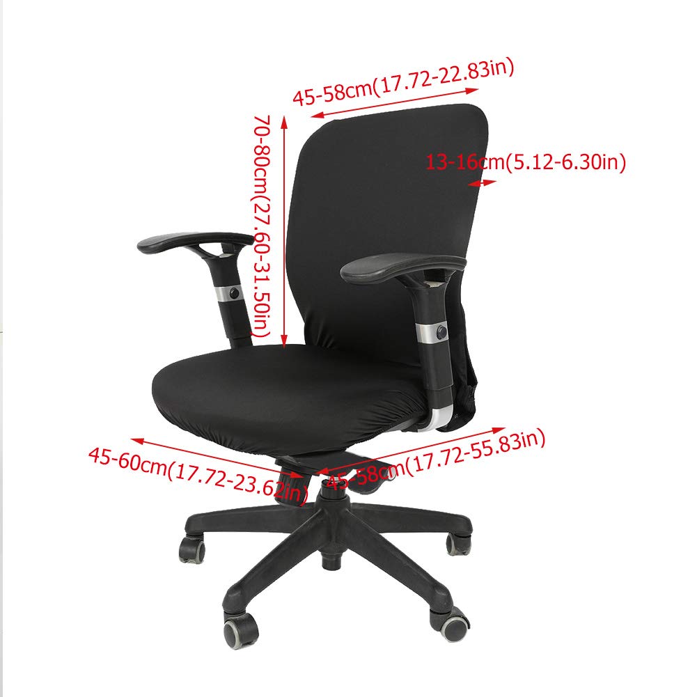 Akozon Office Chair Cover, Elastic Stretchable Fabric Chair Seat Cover Protector, Washable Slipcovers for Office Computer Chairs (Black)