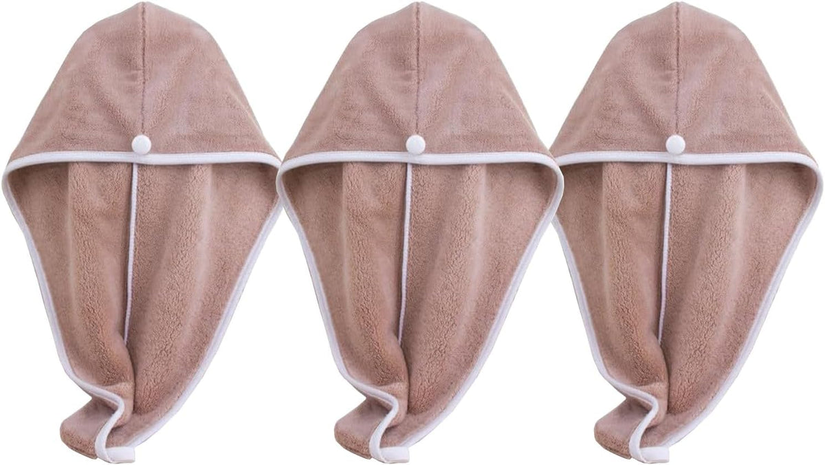 HIDMD Microfibre Hair Towels Wrap Hair Turban Towel Drying Towel Super Absorbent Large Dry Hair Turban for Women Wet Long Thick Hair 3 Pack 65x25cm