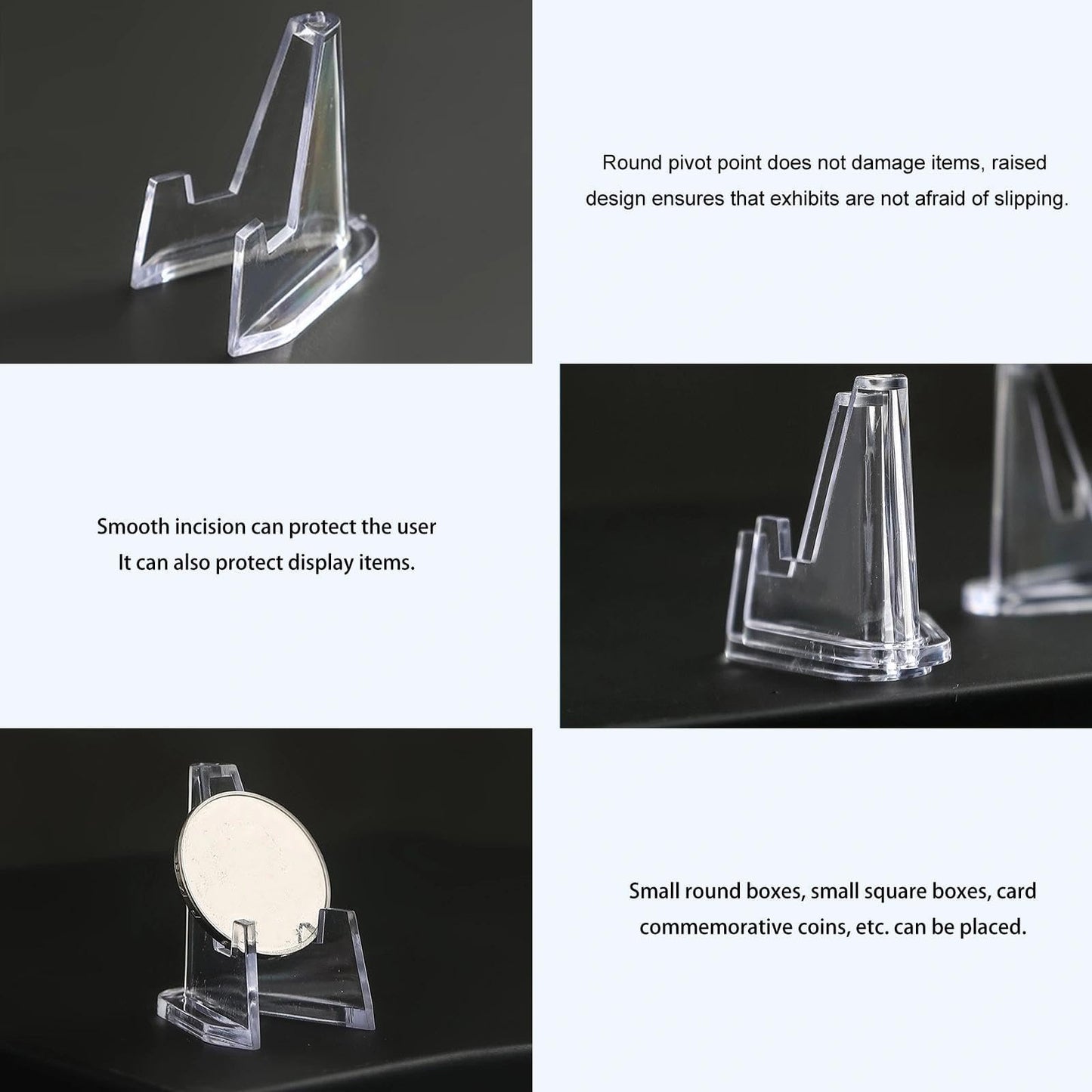 HAOXIZI 22 Pcs Card Display Stand, Coin Stand Mini Easel, Anti-Slip Clear Easel Stands, Coin Display, For Coins, Capsules, Phone, Medals, Cards