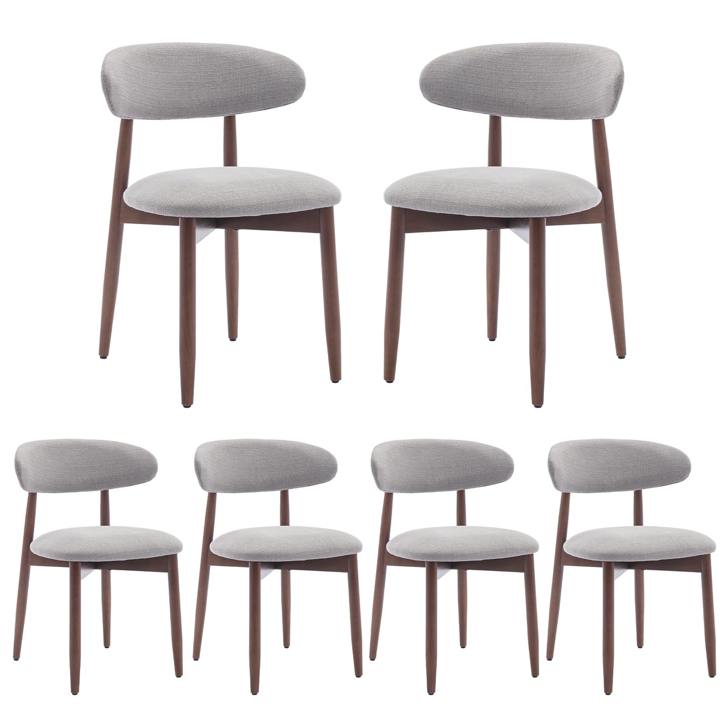 COLAMY Modern Dining Chairs Set with Wooden Legs – Upholstered Fabric Dining Room Chairs with Curved Backrest, Soft Cushion Seat