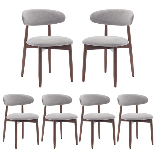 COLAMY Modern Dining Chairs Set with Wooden Legs – Upholstered Fabric Dining Room Chairs with Curved Backrest, Soft Cushion Seat