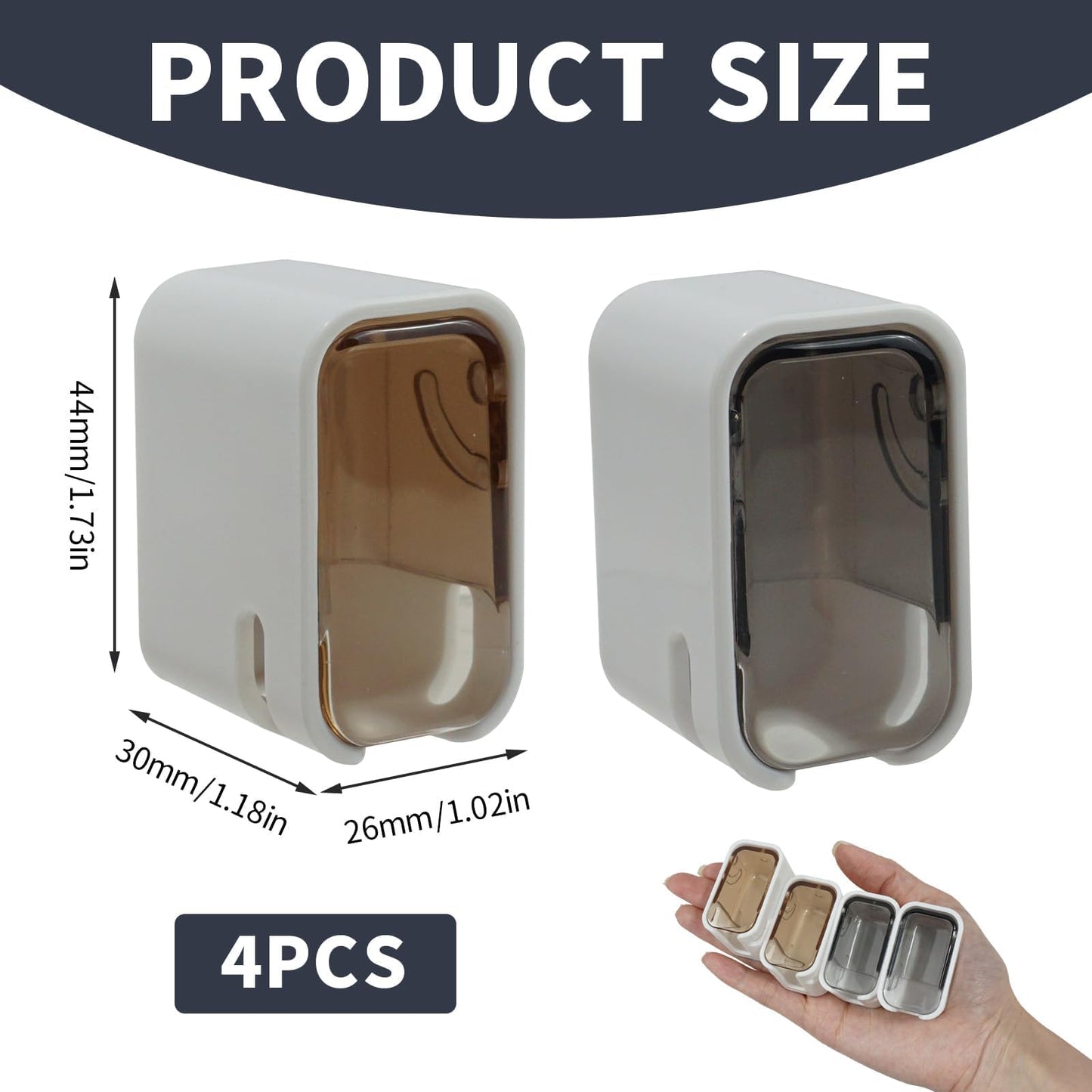 4Pcs Toothbrush Holder Wall Mounted Toothbrush Head Holder Cover Durable Dust Free Organizer for Adults Kids Space Saving Bathroom Accessory