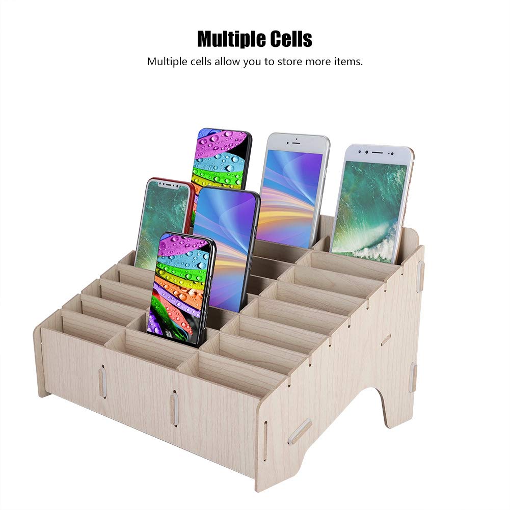 24 Grids Wooden Storage Box Mobile Phone Management Racks Desk Tidy for Watches, Wallets, Coins, Keys Accessories Organizer Storage Container