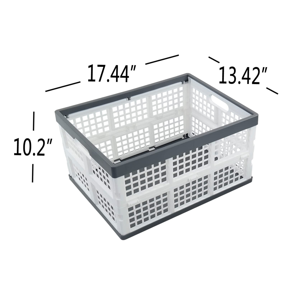 Minekkyes 3-Pack 30 L Plastic Stackable Collapsible Basket, Folding Storage Crate, White
