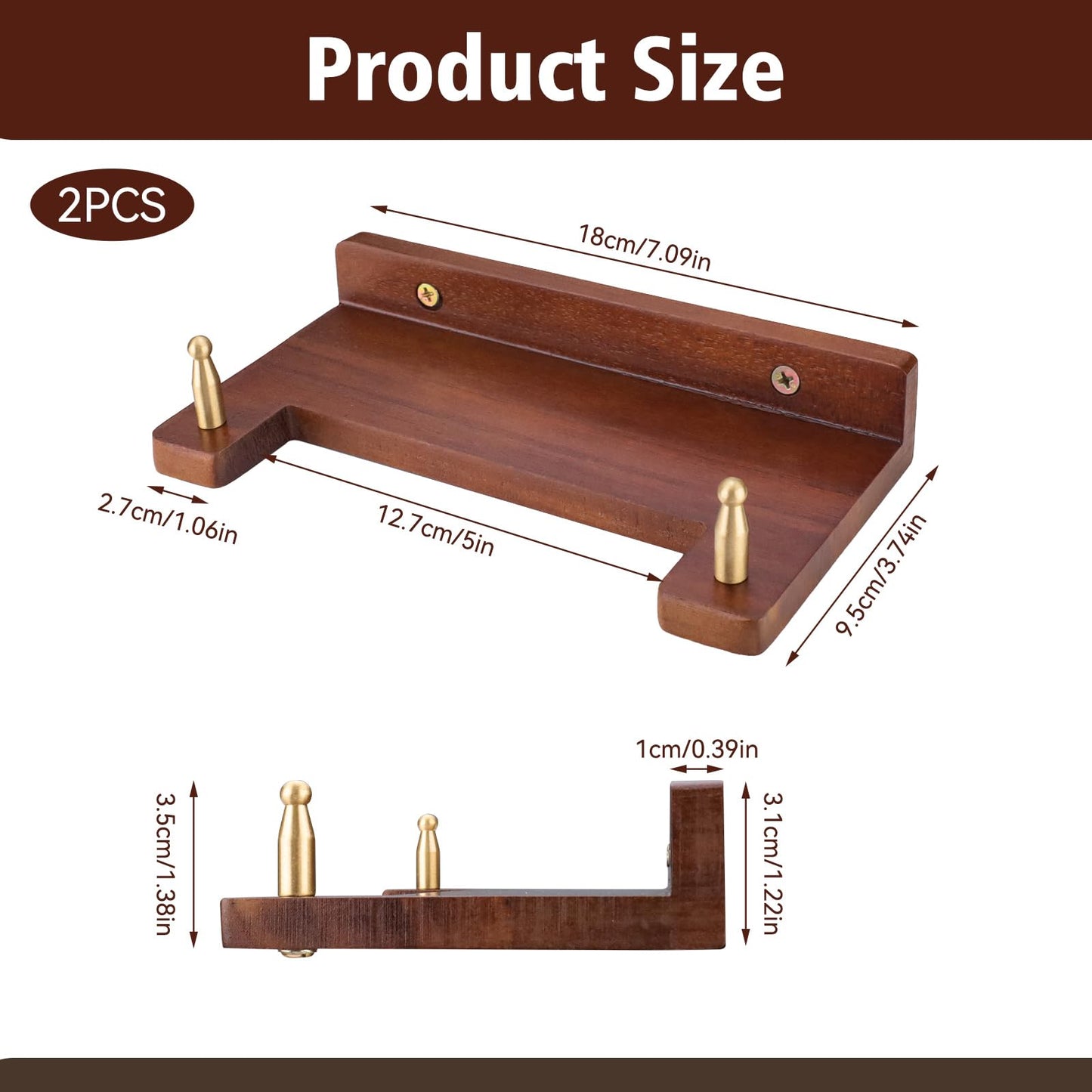 2 Piece Wooden Plate Hanger for the Wall, Decorative Wall Plate Holder, Wood Platter Hanger Shelf for Displaying 6-16 Inch Dish Bowls Picture Frames