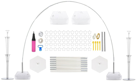 PILIN Balloon Arch Kit Reusable Balloon Arch Stand White 2,3x3,2M with Water Fillable Base and Fibre Poles for Weddings, Graduations, Birthdays,