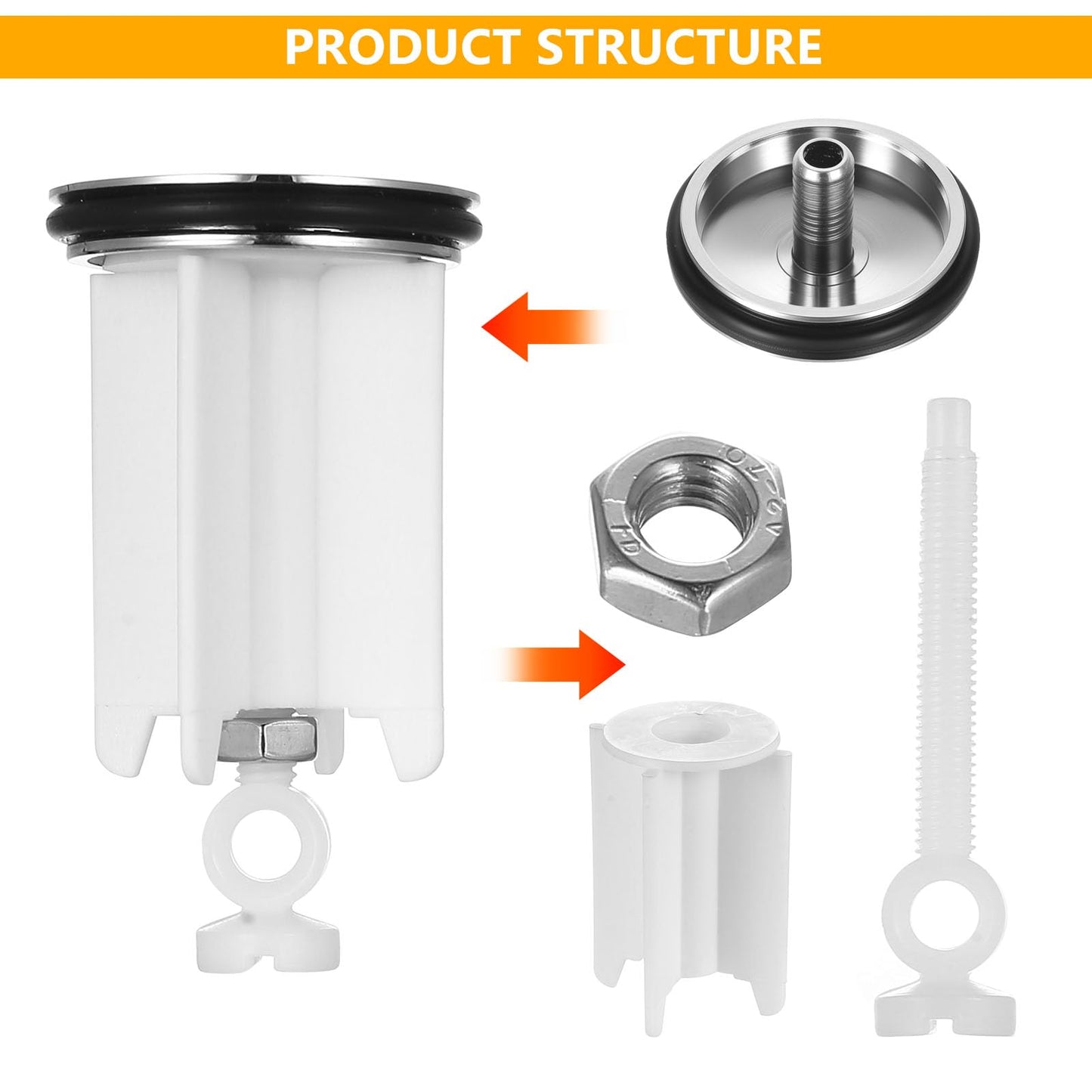 2 Pcs Universal Sink Plug Bathroom Kitchen Pop Up Sink Plugs, 40mm Height Adjustable Pop Up Basin Plug Replacement