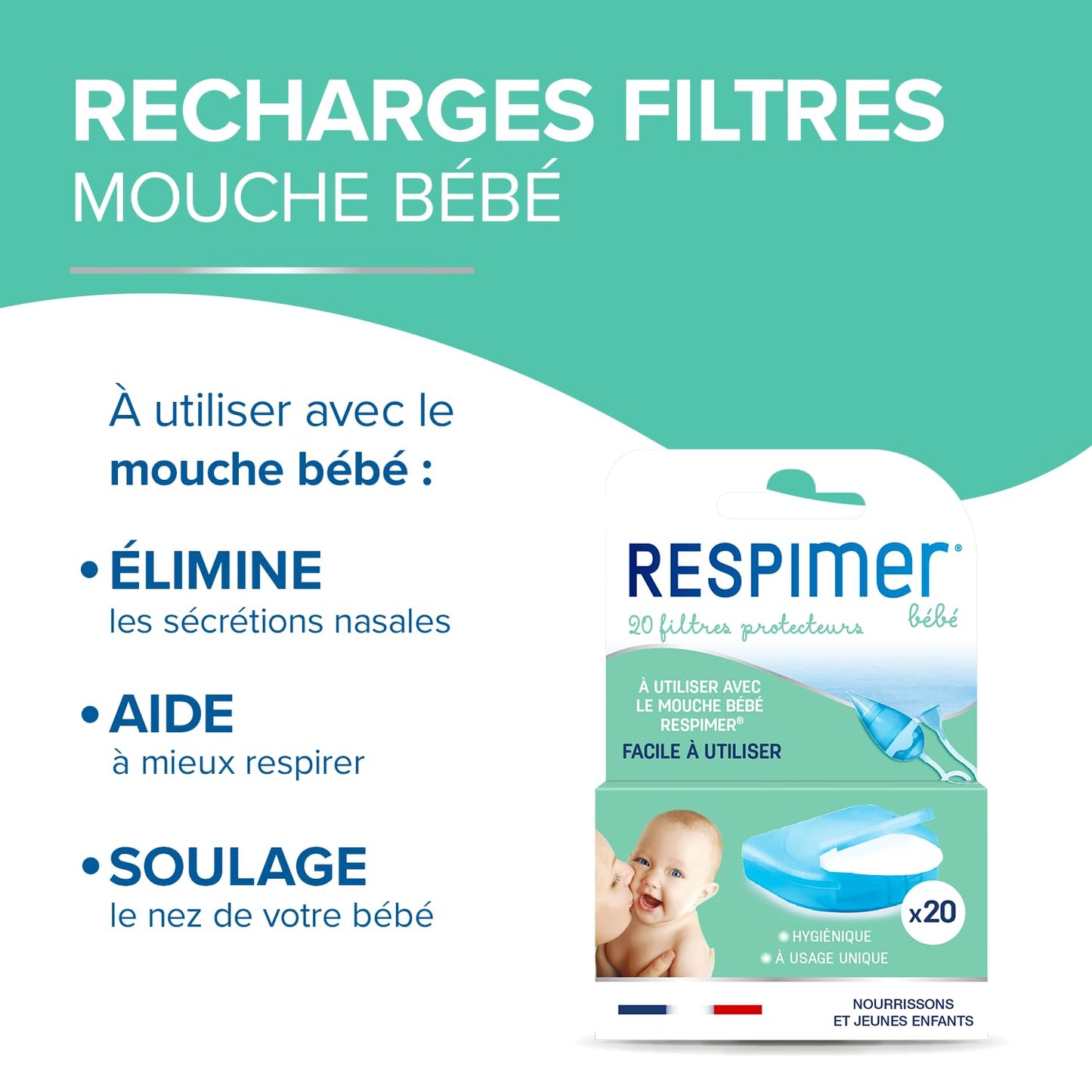 Protective Filter Refills for Baby's Fly - from Birth - 20 Protective Filters - Made in France