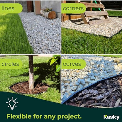 Easy to Install Lawn Edging Border - Simply Hammer into Place, No Trenches to Dig - Durable & Flexible Garden Edging - Invisible Grass & Path Edge from Recycled Plastic - 26.7 m / 87 ft Long