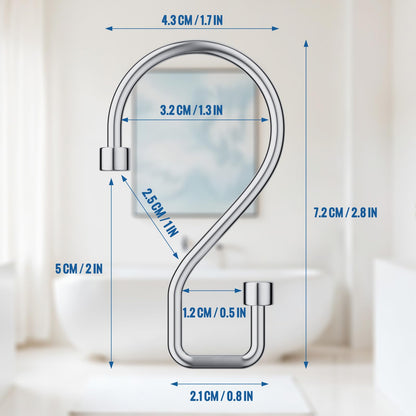 Goowin S Shape Shower Curtain Rings, 12 Pcs - Rustproof Black, Multi-Functional Hooks for Curtains, Kitchen Utensils, Clothing, Towels Chrome