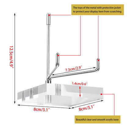 BTSKY Large Size Adjustable Silver Metal Arm Display Stand with Square Base