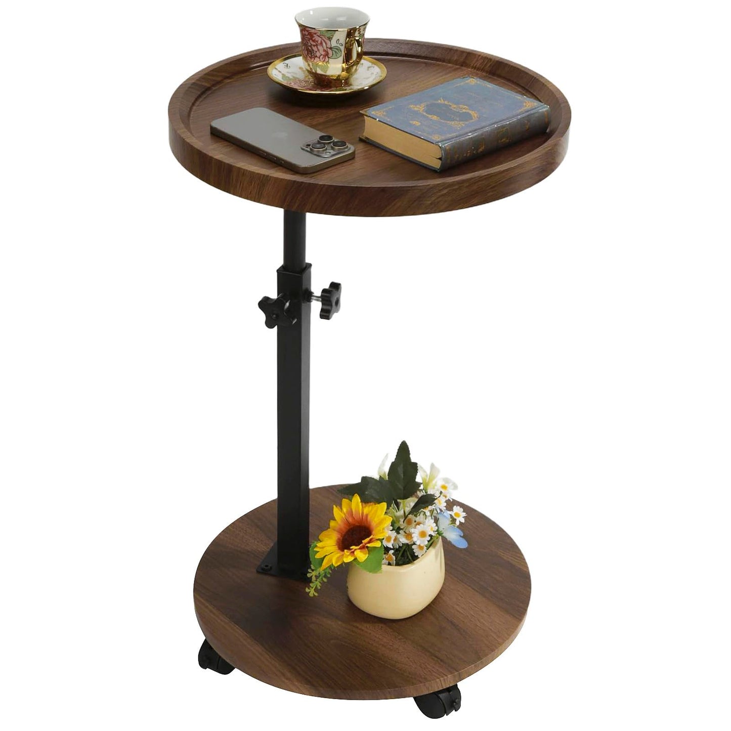 Kiss Me Living Room Side Table, Round End Table, Adjustable Coffee Table