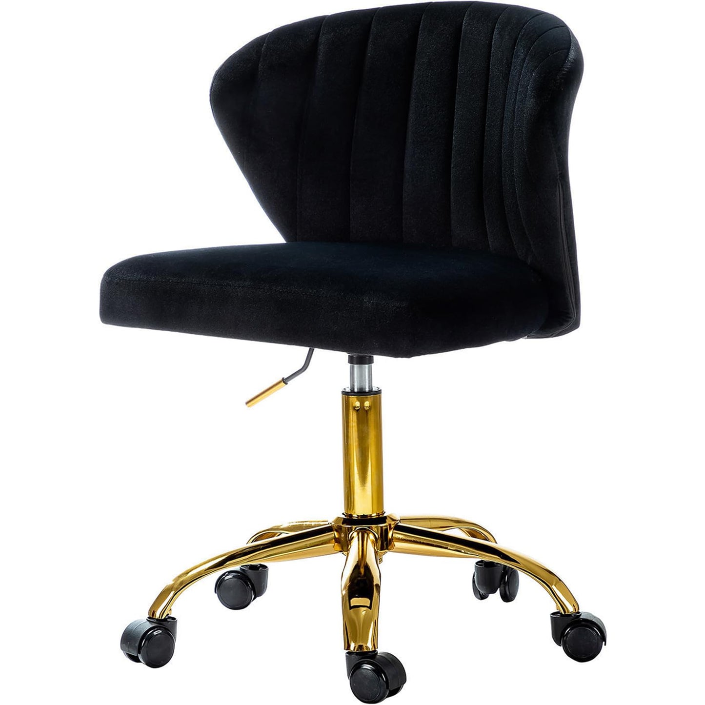 HULALA HOME Height Adjustable Swivel Desk Chair with Gold Base, Black