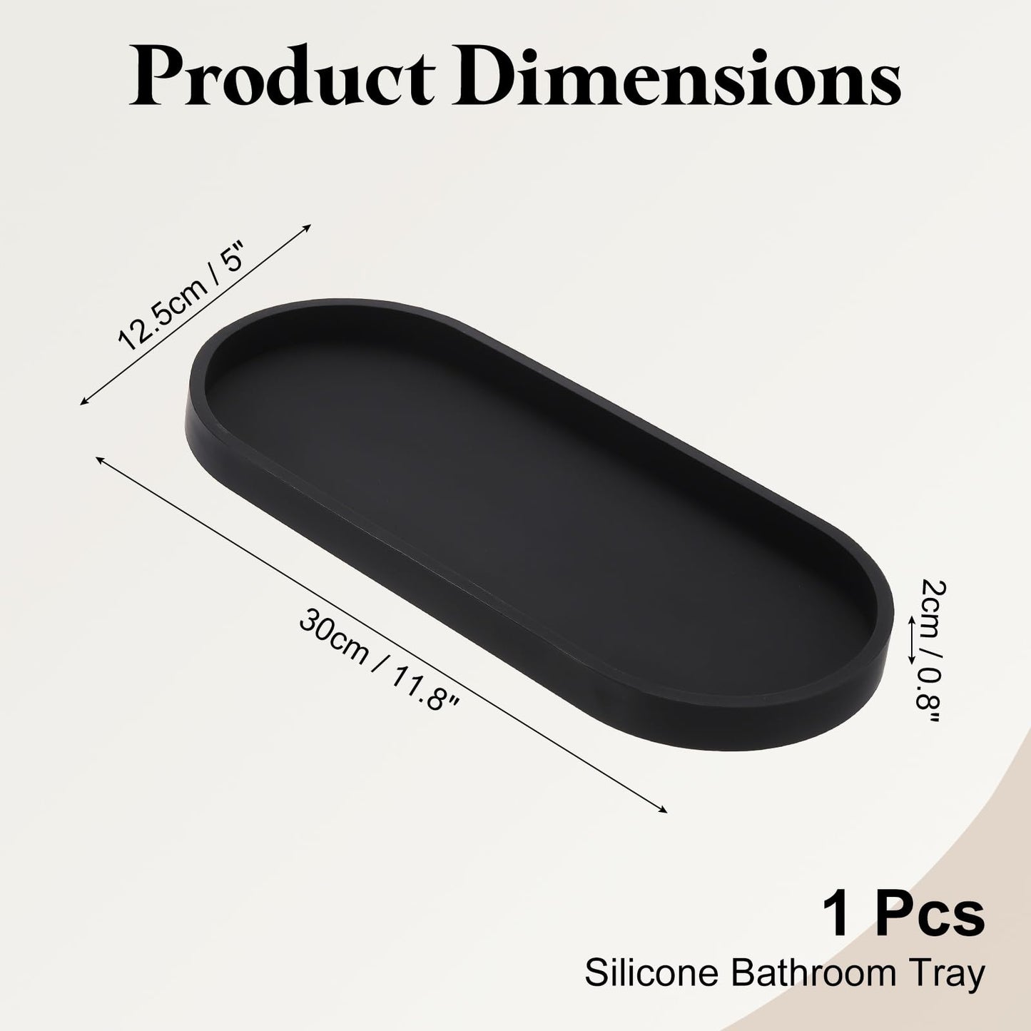 sourcing map Bathroom Vanity Tray, 11.8" x 5" Oval Silicone Soap Dispenser Trays, Shatterproof Kitchen Sink Organizer for Soaps Keys Candle Trinket