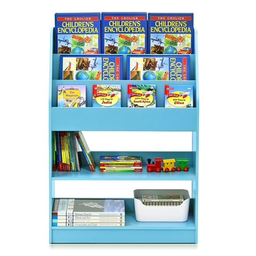 Furinno LOVA Book Shelf, 5-Tier Magazine Bookshelf, Bookcase with Open Shelves Storage, 9.4 x 24.6 x 37, for Living Room, Bedroom, Home Office