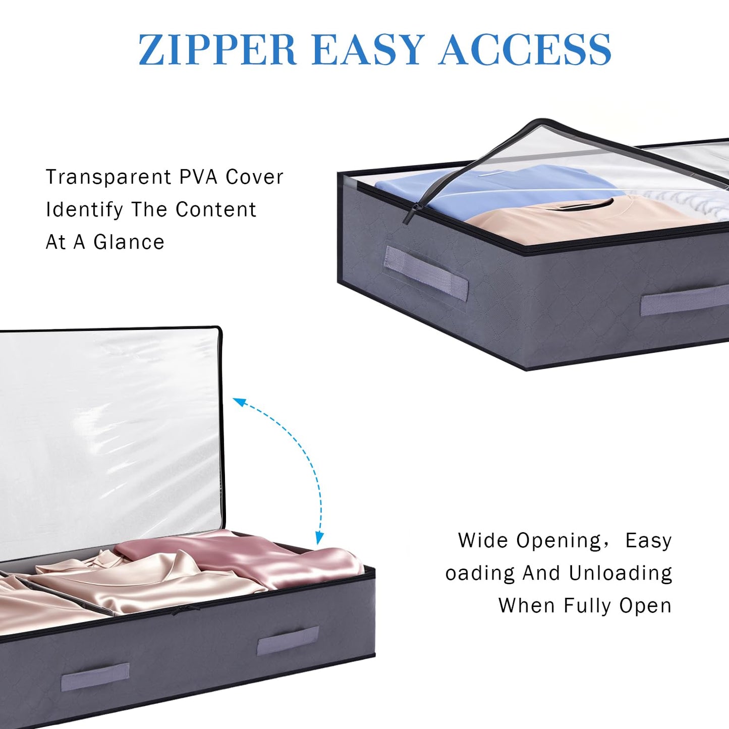JAECU 2pcs 90L Under Bed Storage Bags Foldable Clothing Storage Containers