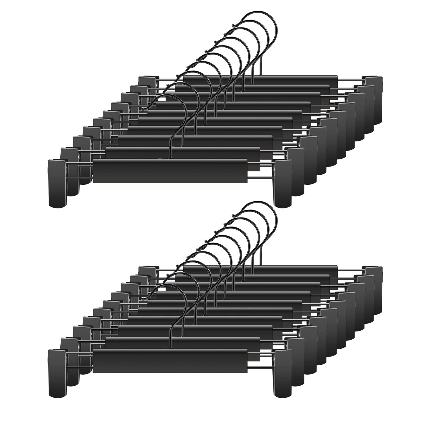 GUANJUNE Clothes Pants Hangers, Space-Saving Skirt Holders with 360 ° Swivel Hooks, Adjustable Clips, Trouser Hangers