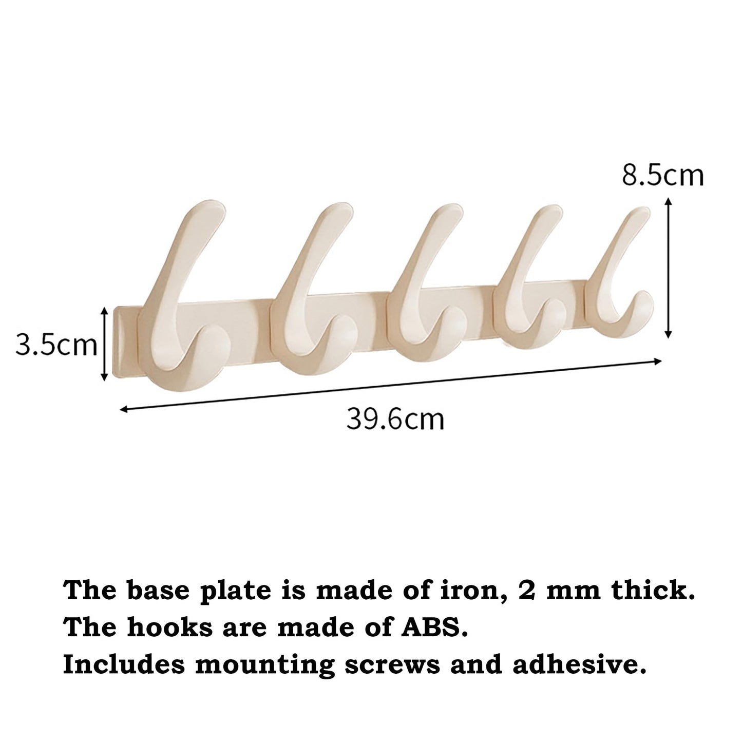 DHSUN Coat Hooks Wall Mounted 5 Hooks for Hanging Clothes Hat Keys Backpack Jacket Bathroom Towels Purse,Screw in Door or No Drill Wall for Closet
