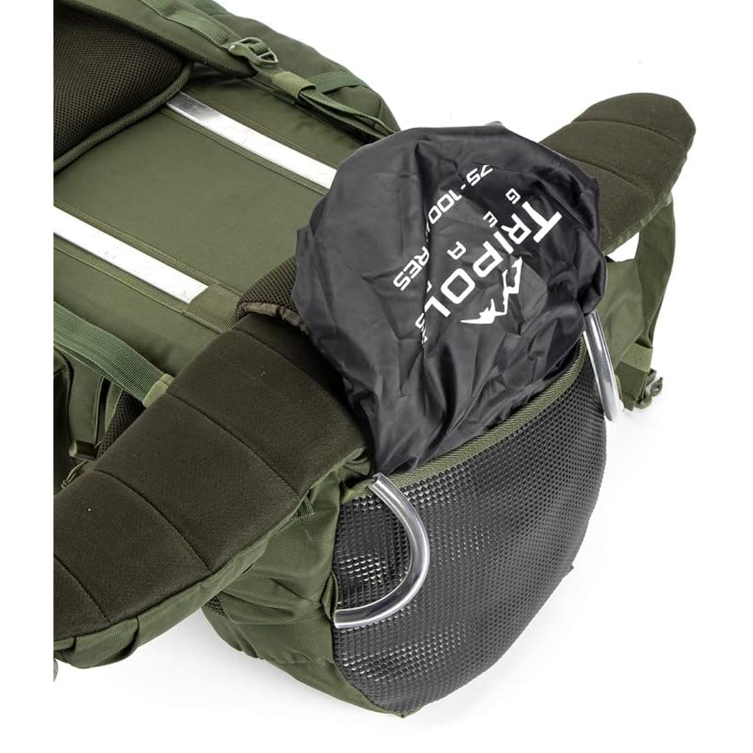 Tripole Colonel Pro Metal Frame Rucksack | Front Opening | Detachable Bag | Rain Cover (90 Litres, Army Green)