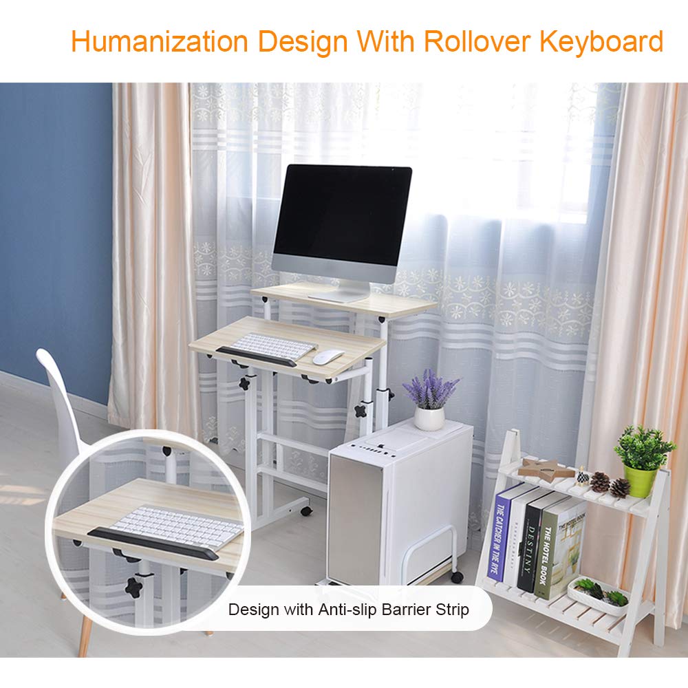 sogesfurniture Adjustable Stand Up Desk Computer Desk Workstation Sit-Stand Desktop Standing Desk for Home Office,60x 30x 70-115cm,Maple BHEU-101-MP