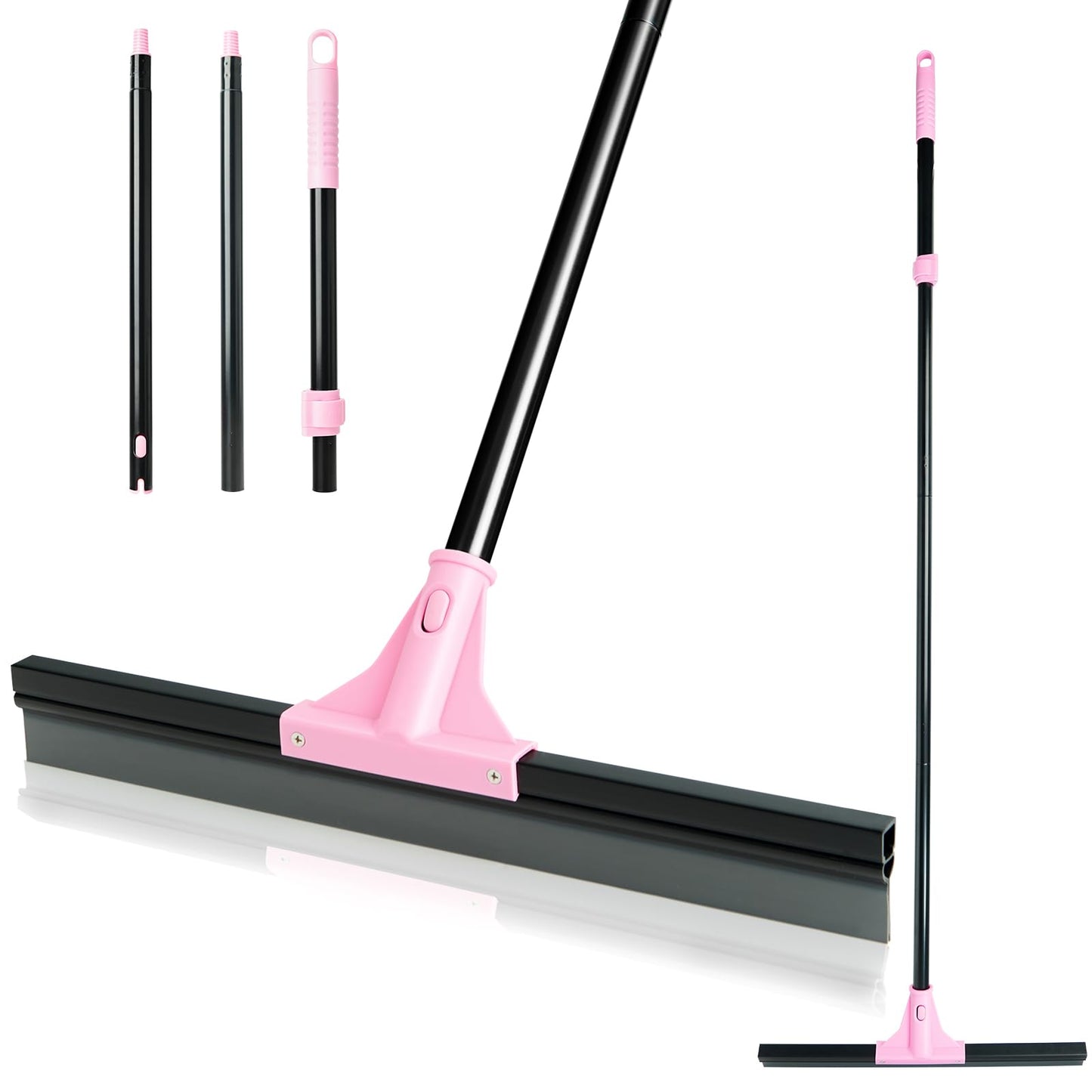 XXFLOWER Heavy Duty Floor Squeegee Broom with Extendable Handle, Multi-Surface Indoor Outdoor Squeegee for Wet Rooms, Shower, Bathroom, Kitchen,