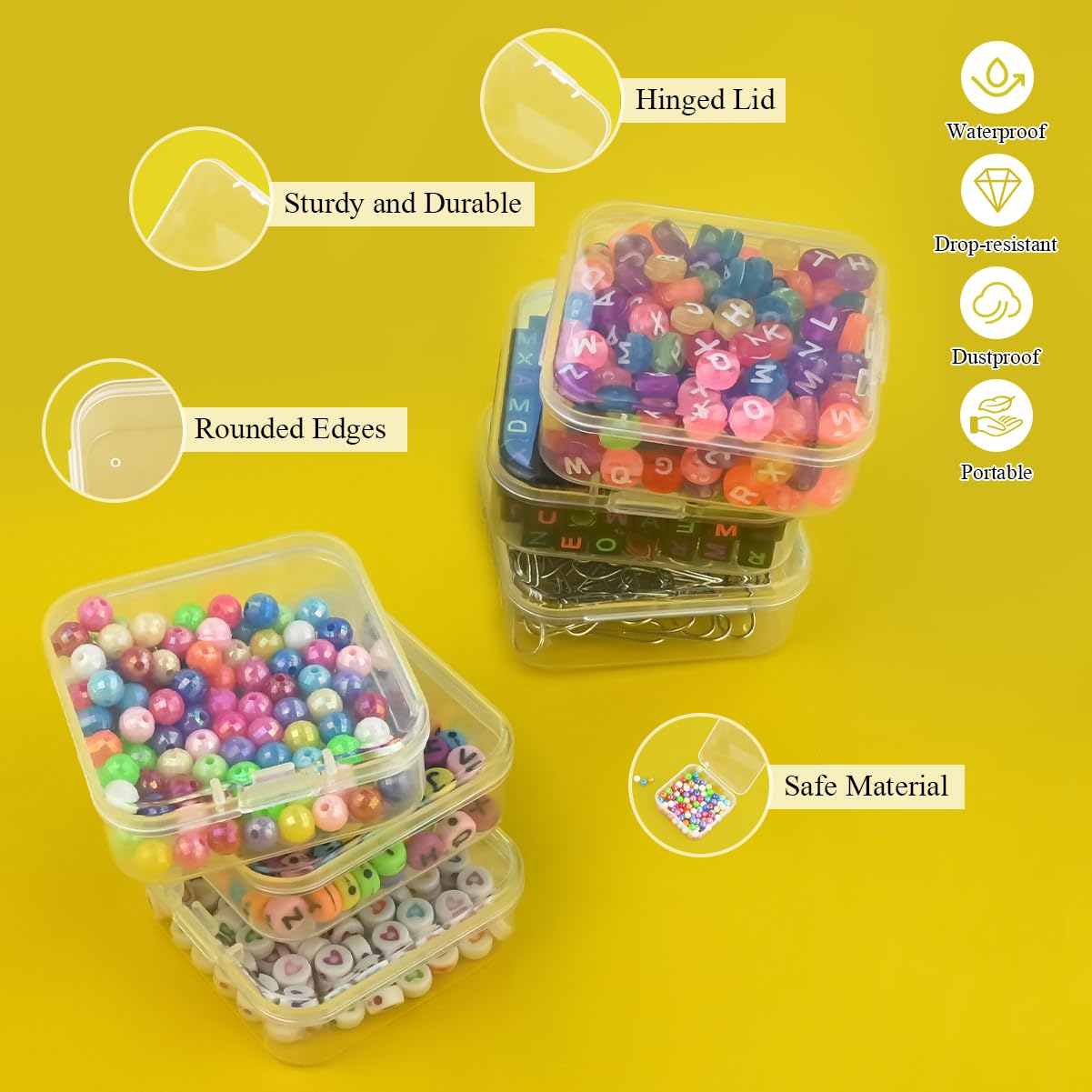 VPMeetx Bead Storage Box, 15 Grid, 2 Pack, Transparent Plastic