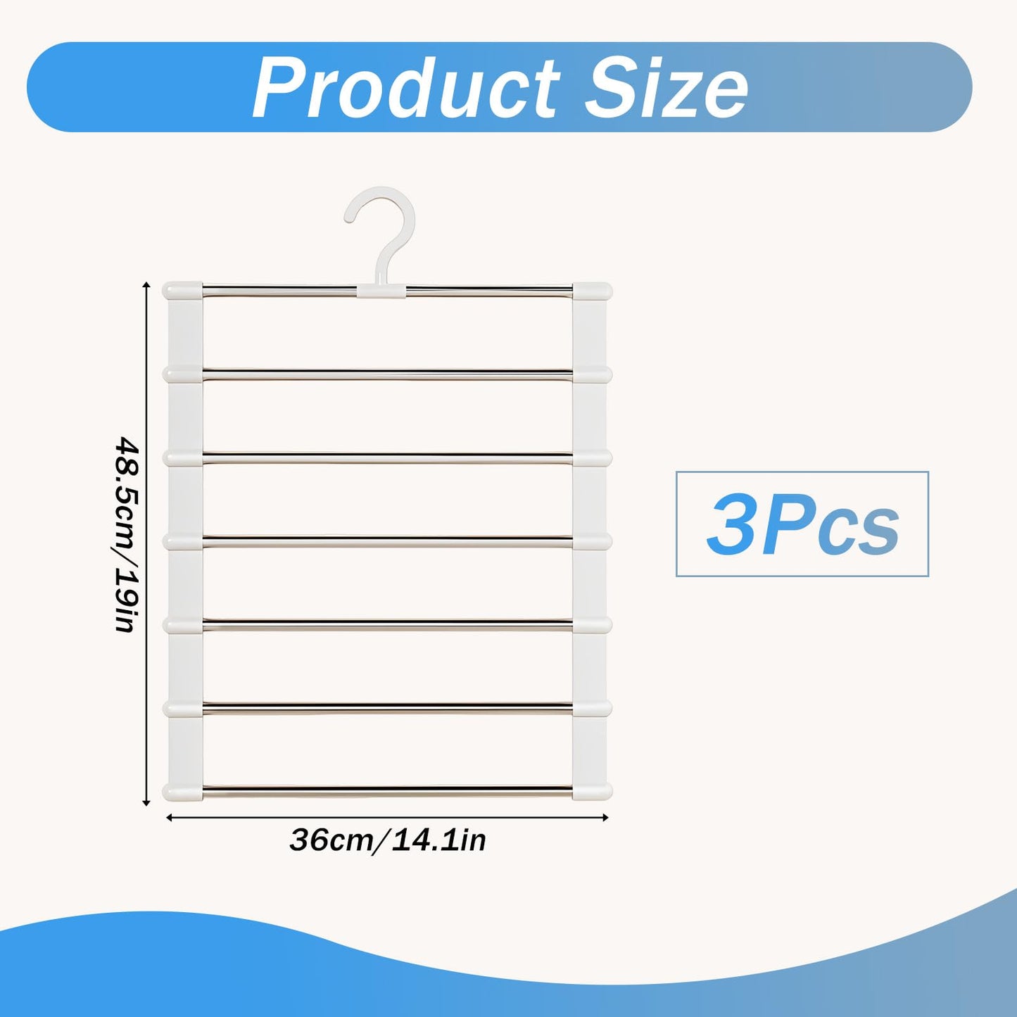 3 Pack Trouser Hangers, Trouser Hangers Space Saving Space Saver Trouser Rack 360° Rotatable Multi Layer Pants Hanger Women Man for Jeans Skirt Tie