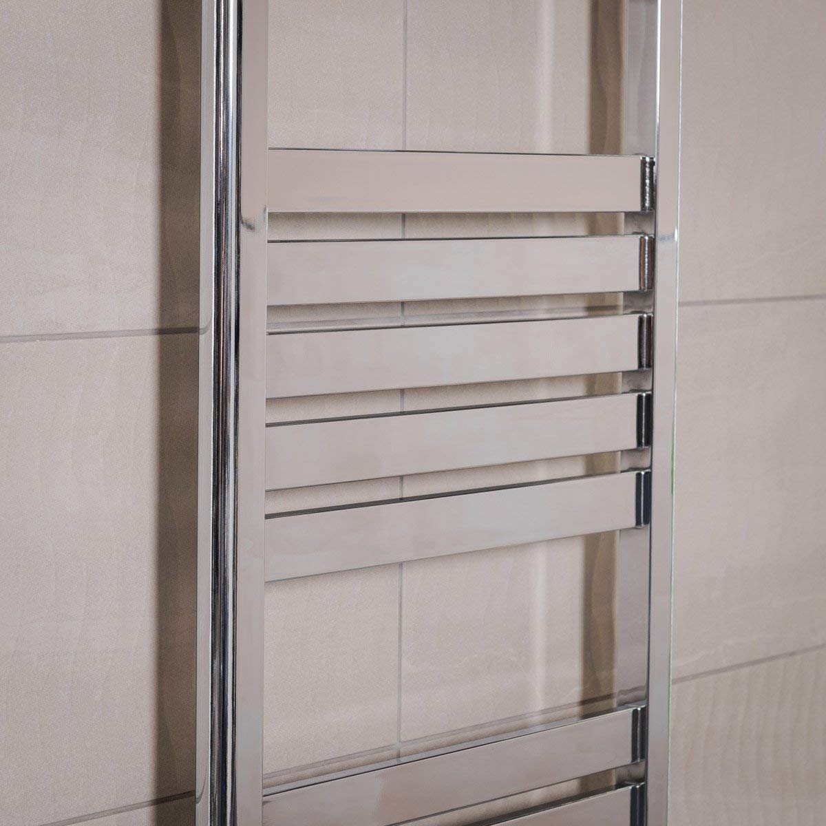 Warmehaus Designer Flat Panel Heated Towel Rail Radiator 1200 x 500 Chrome
