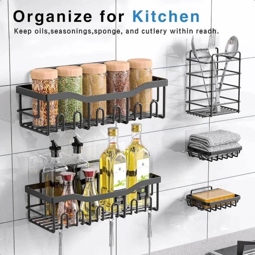 14Pcs Adhesive Shower Caddy Strips Waterproof No Drill Bathroom Shelf Hooks