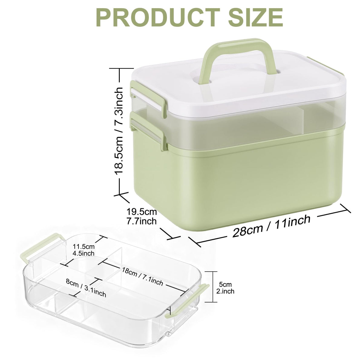 Otopone Medicine Storage Box, Multi Grid Covered Medicine Box with Handle