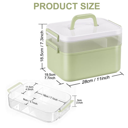 Otopone Medicine Storage Box, Multi Grid Covered Medicine Box with Handle