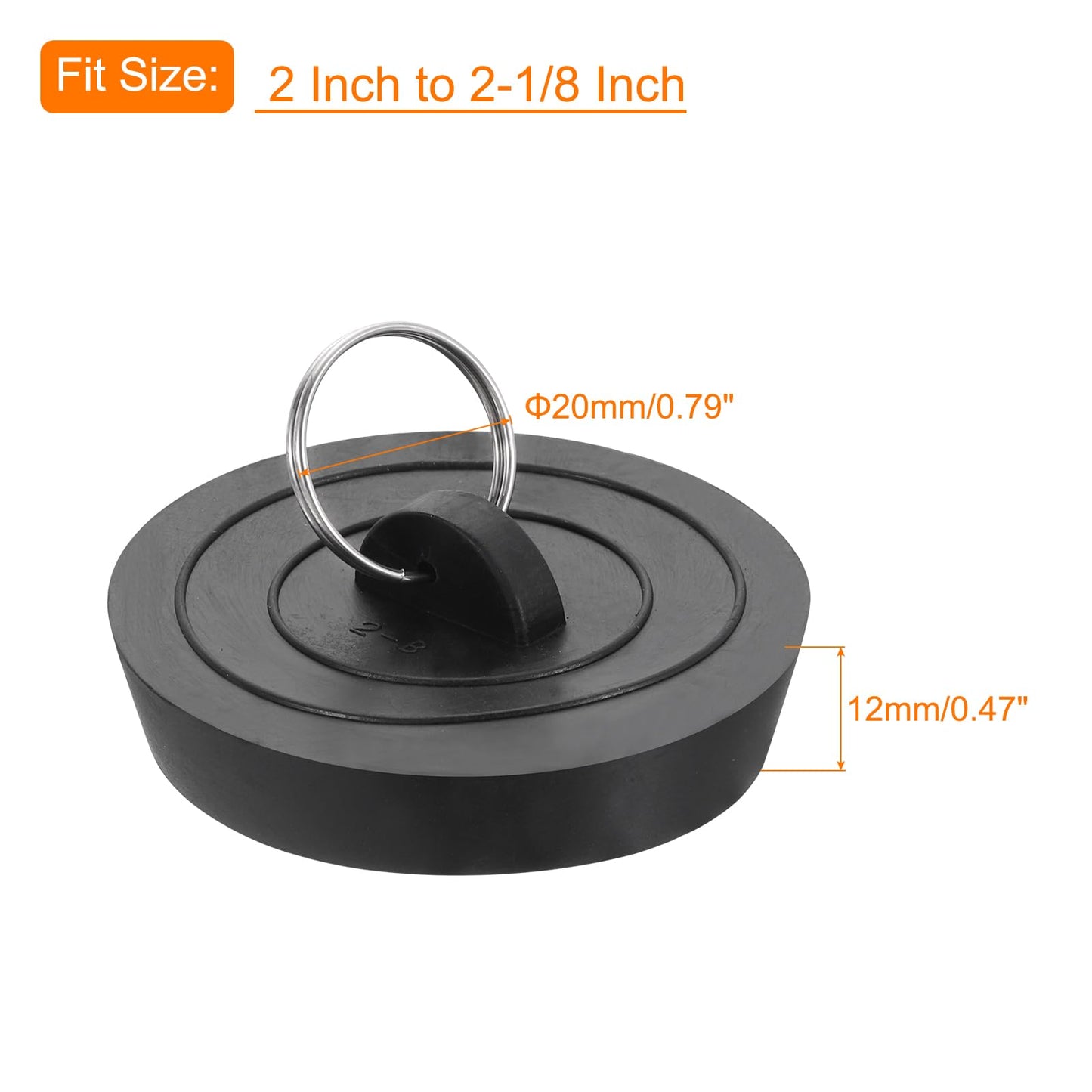 sourcing map 4pcs Rubber Drain Stopper with Hanging Ring, Bathtub Drain Plug Fits 2 Inch to 2-1/8 Inch, Rubber Sink Stopper Drain Plug for Bathtub