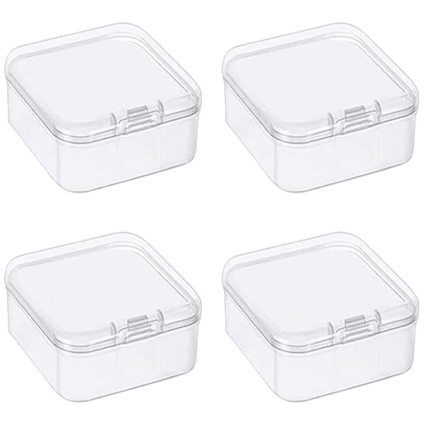 Leliafleury 9.4x9.4x3cm Transparent Plastic Organizer, 5Pcs Empty Mini Square Storage Containers Clear Plastic Storage Boxes with Lids for Small Items