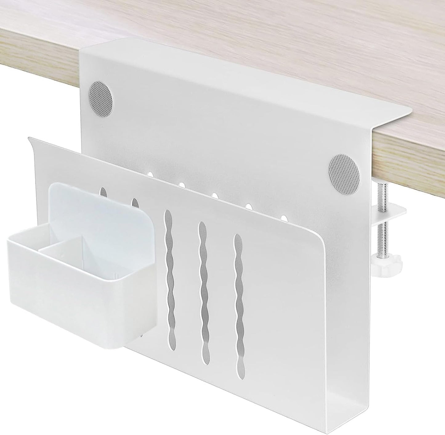 Osseph 2 In 1 Side Desk Storage, 12 x 8 Inch Clamp On Organizer With Anti-Scratch Pad & Magnetic Pen Holder