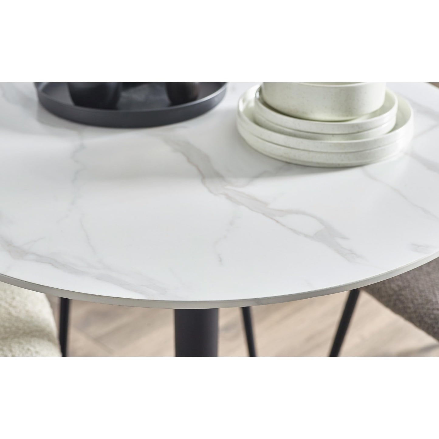 Julian Bowen Luca 80cm Round Dining Table White for 2 - H75 x W80 x D80cm